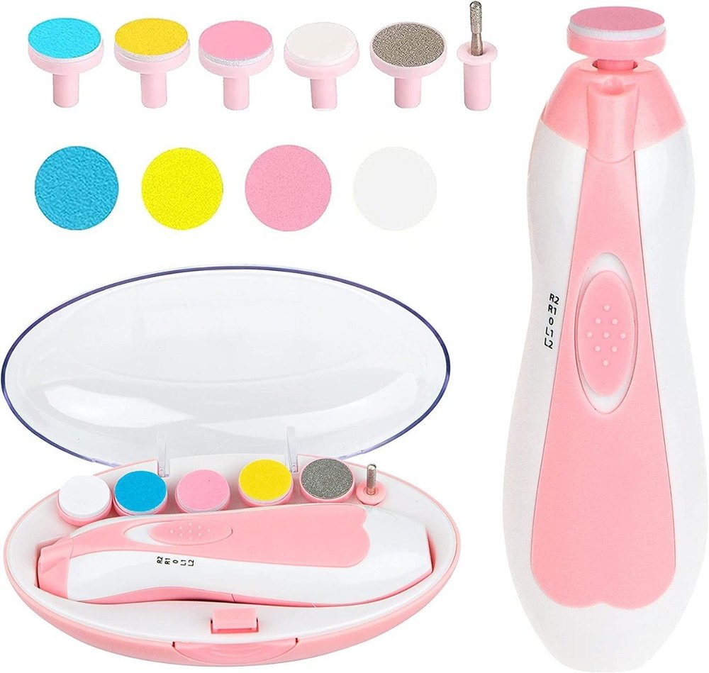 Momcozy Baby Nail File Electric, Gentle Baby Nail Trimmer Electric Rechargeable, Baby Nail Clipper Electric, 7 Grinding Head Replacement Pads
