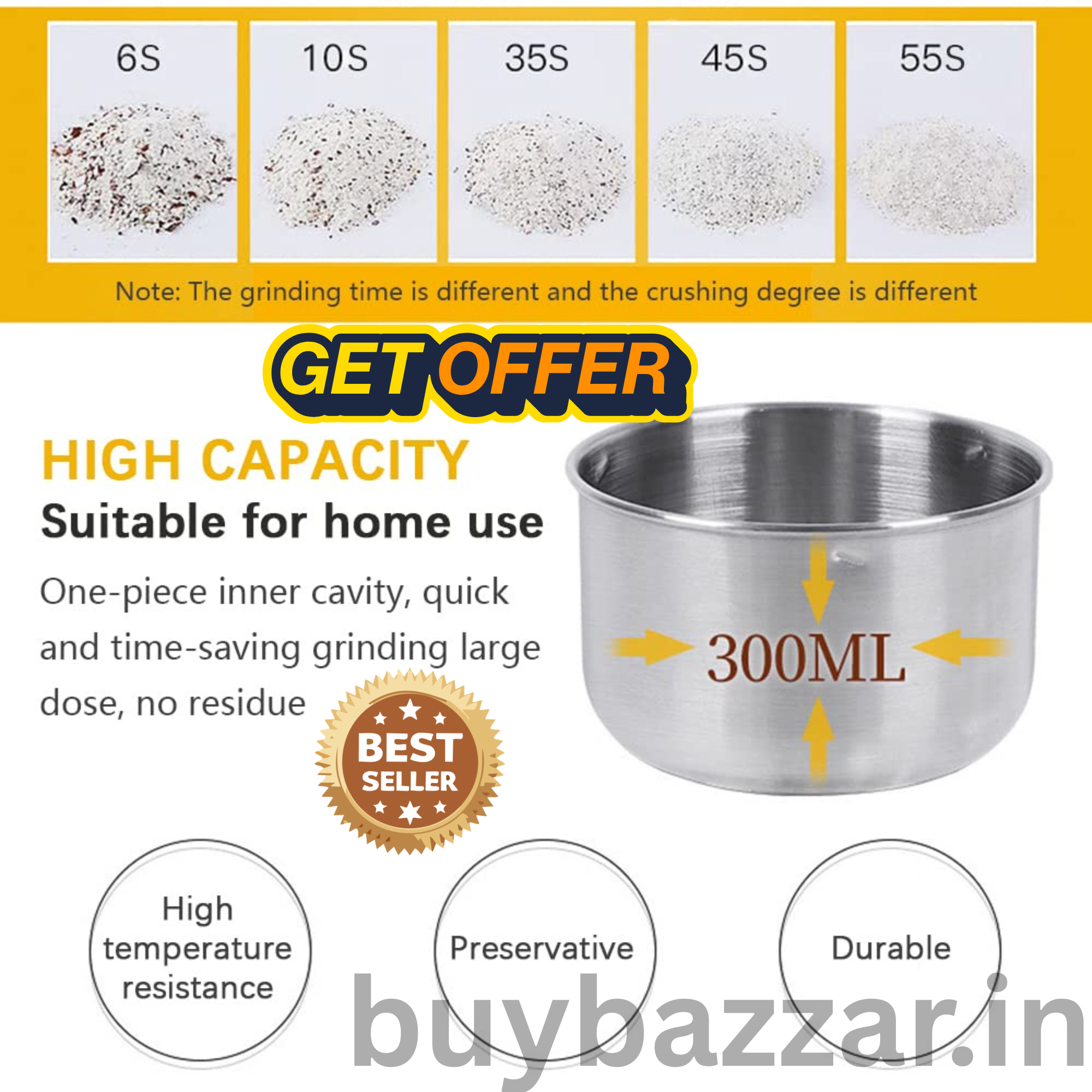 Grinder Household Mini Stainless Steel Electric Herb Pulverizer Four Edged B 150W High Power Ultrafine Coffee Triturator