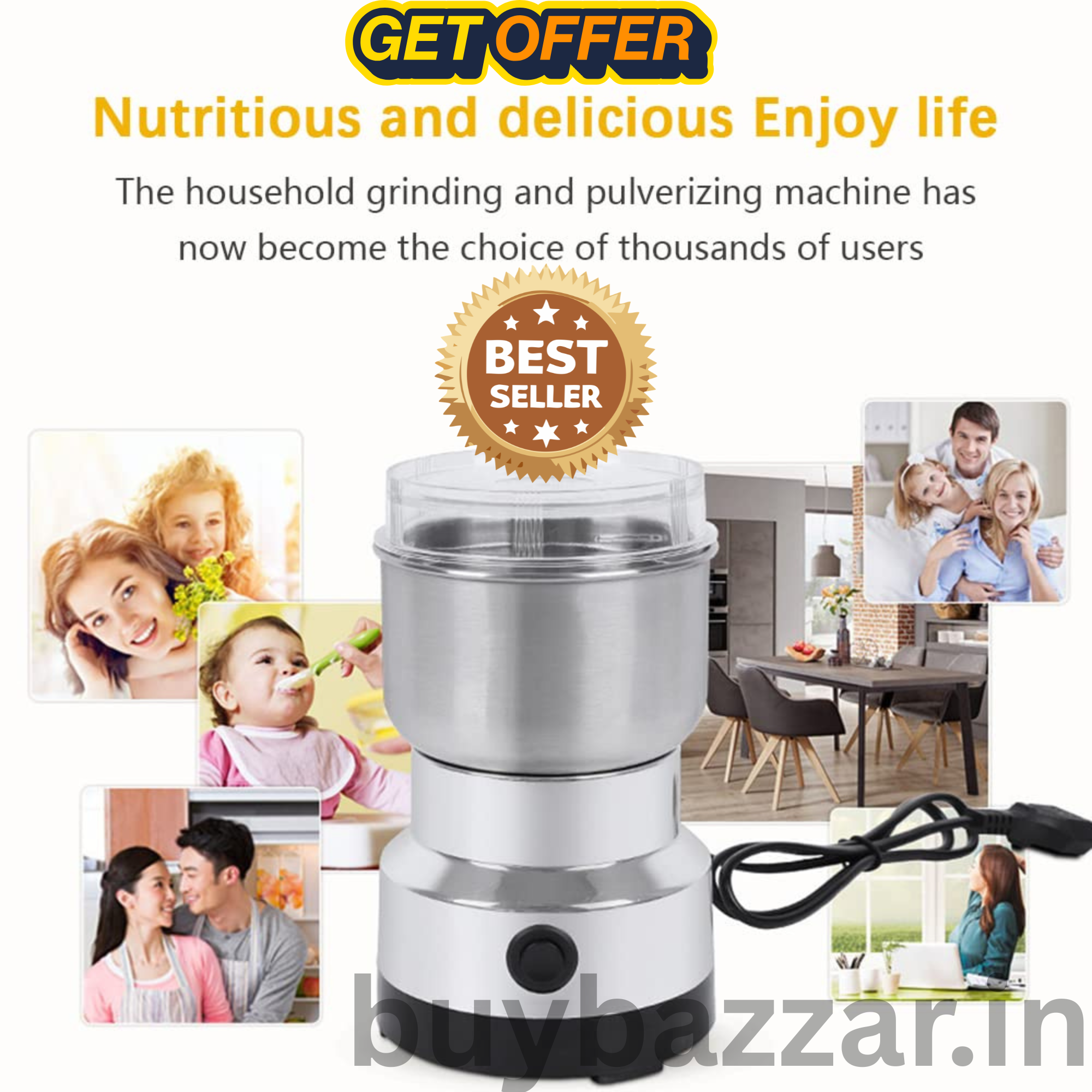 Grinder Household Mini Stainless Steel Electric Herb Pulverizer Four Edged B 150W High Power Ultrafine Coffee Triturator